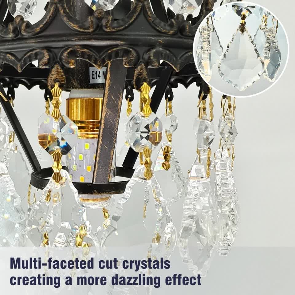 Vintage Wall Light Sconce with Clear Crystals view 6