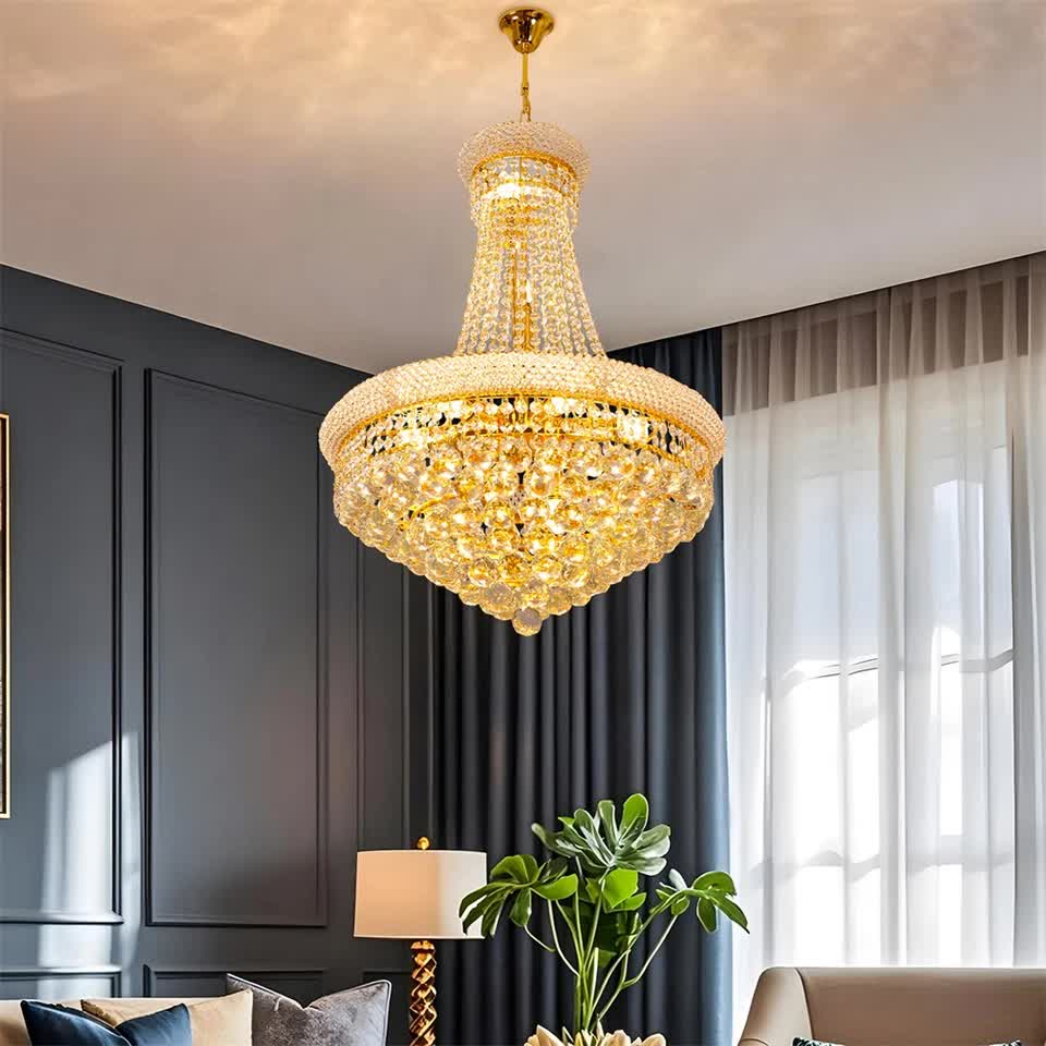 Luxury Empire Gold Crystal Chandelier Ceiling Light view 4