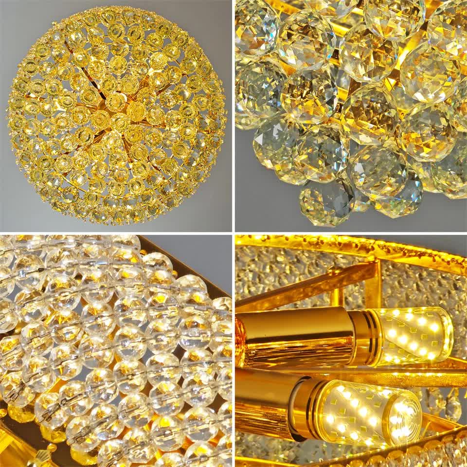 Luxury Empire Gold Crystal Chandelier Ceiling Light view 7