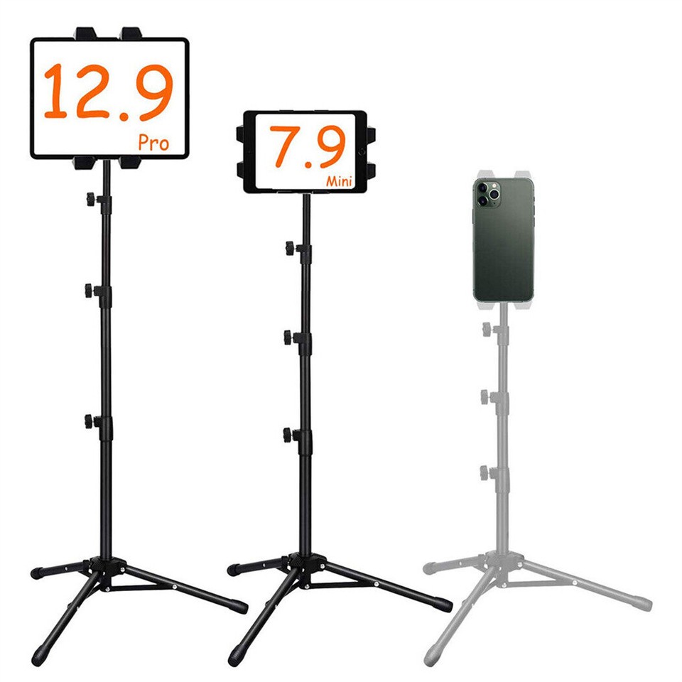 Adjustable 4.7-12.9" Stable Tripod Floor Stand Lazy Tablet Mount Holder for iPad view 5