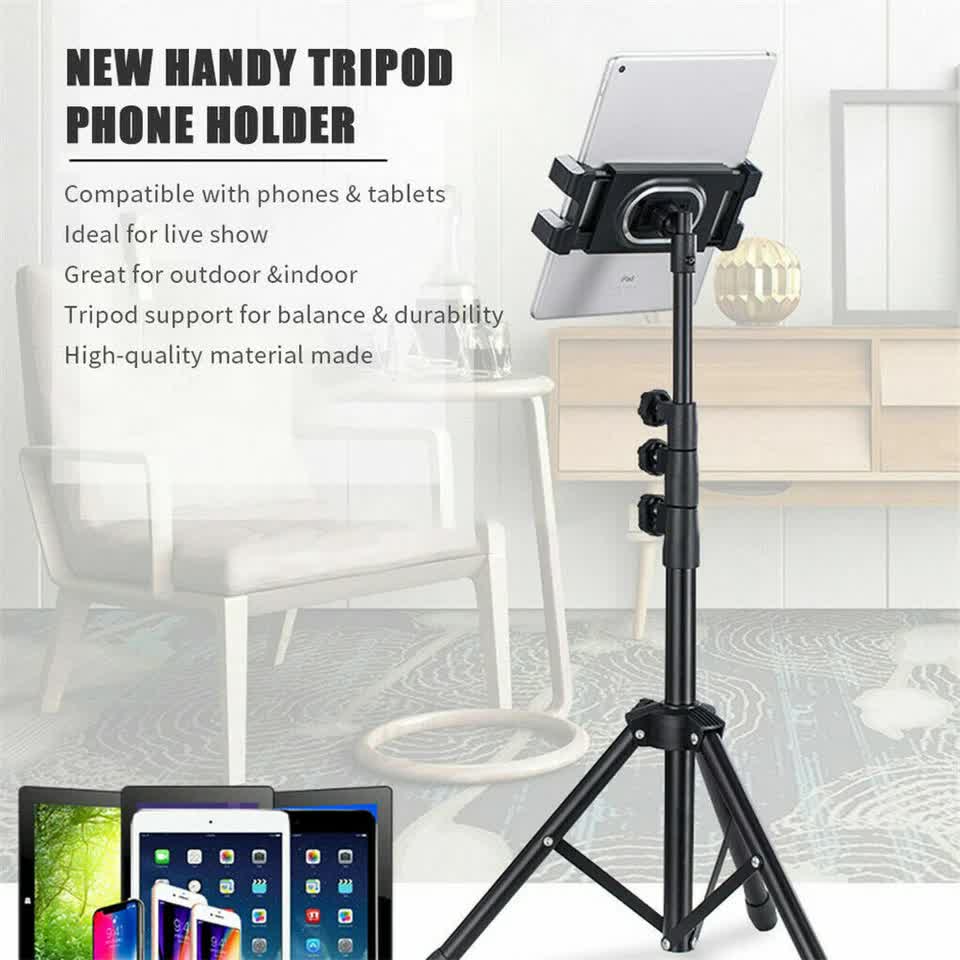 Adjustable 4.7-12.9" Stable Tripod Floor Stand Lazy Tablet Mount Holder for iPad view 8