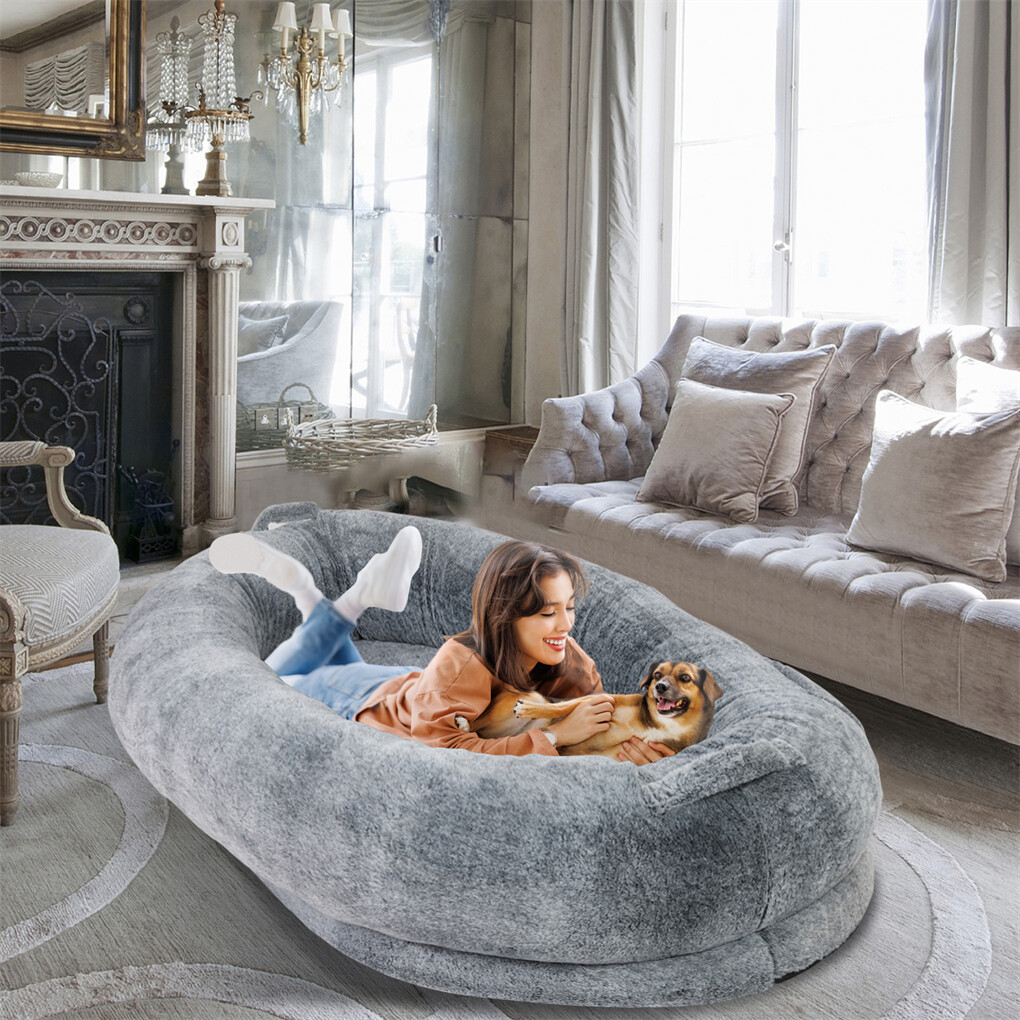 Xxxl Human-Sized Dog Bed Washable Orthopedic Pet Bed Bean Bag With Soft Blanket view 3