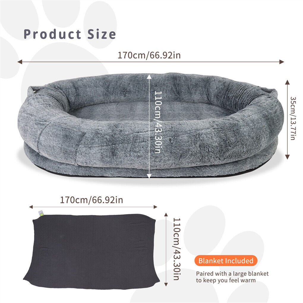 Xxxl Human-Sized Dog Bed Washable Orthopedic Pet Bed Bean Bag With Soft Blanket view 8