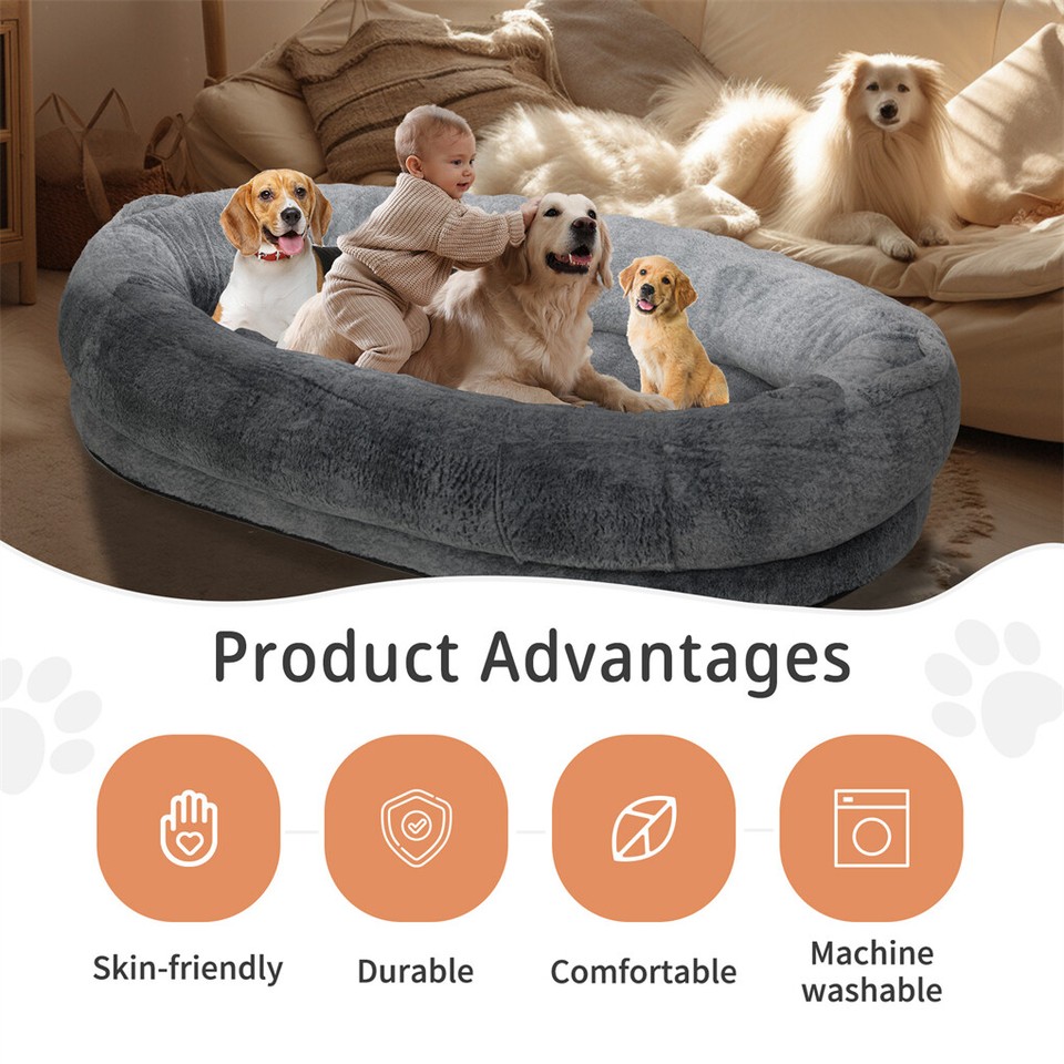 Xxxl Human-Sized Dog Bed Washable Orthopedic Pet Bed Bean Bag With Soft Blanket view 10