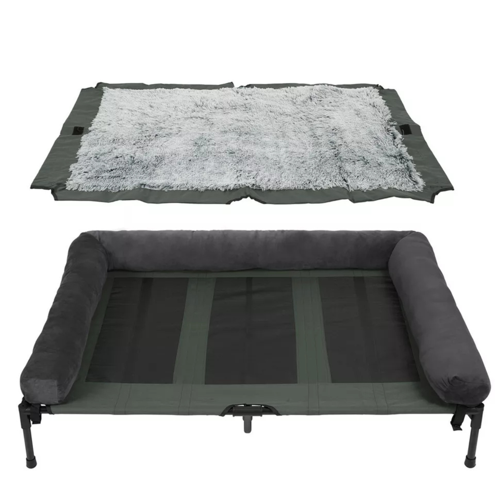P&P Brown Pet Cot with Bolster Support and Breathable Mesh Design for Dogs to — image 1