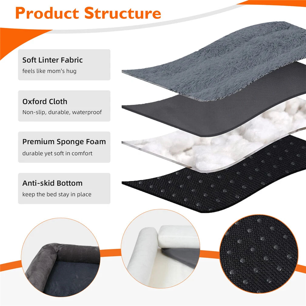 Deluxe Plush Orthopedic Dog Bed XXL - Waterproof Bolstered Sofa Bed for Large view 4