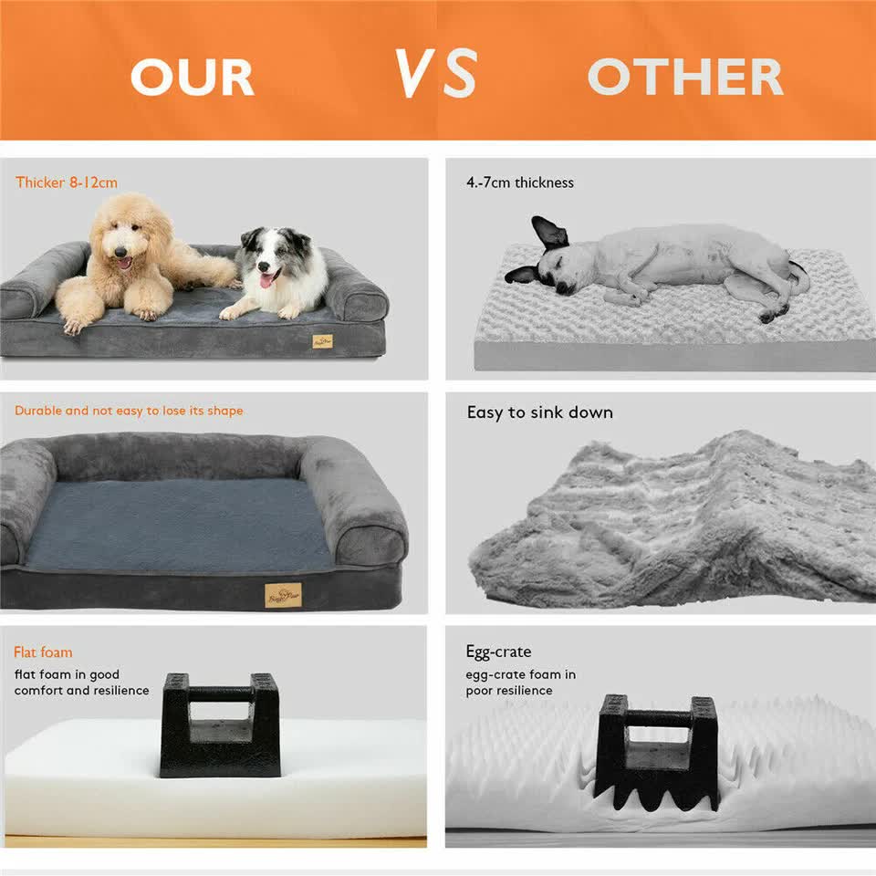 Medium Orthopedic Dog Bed with Bolster Comfort Mattress view 7