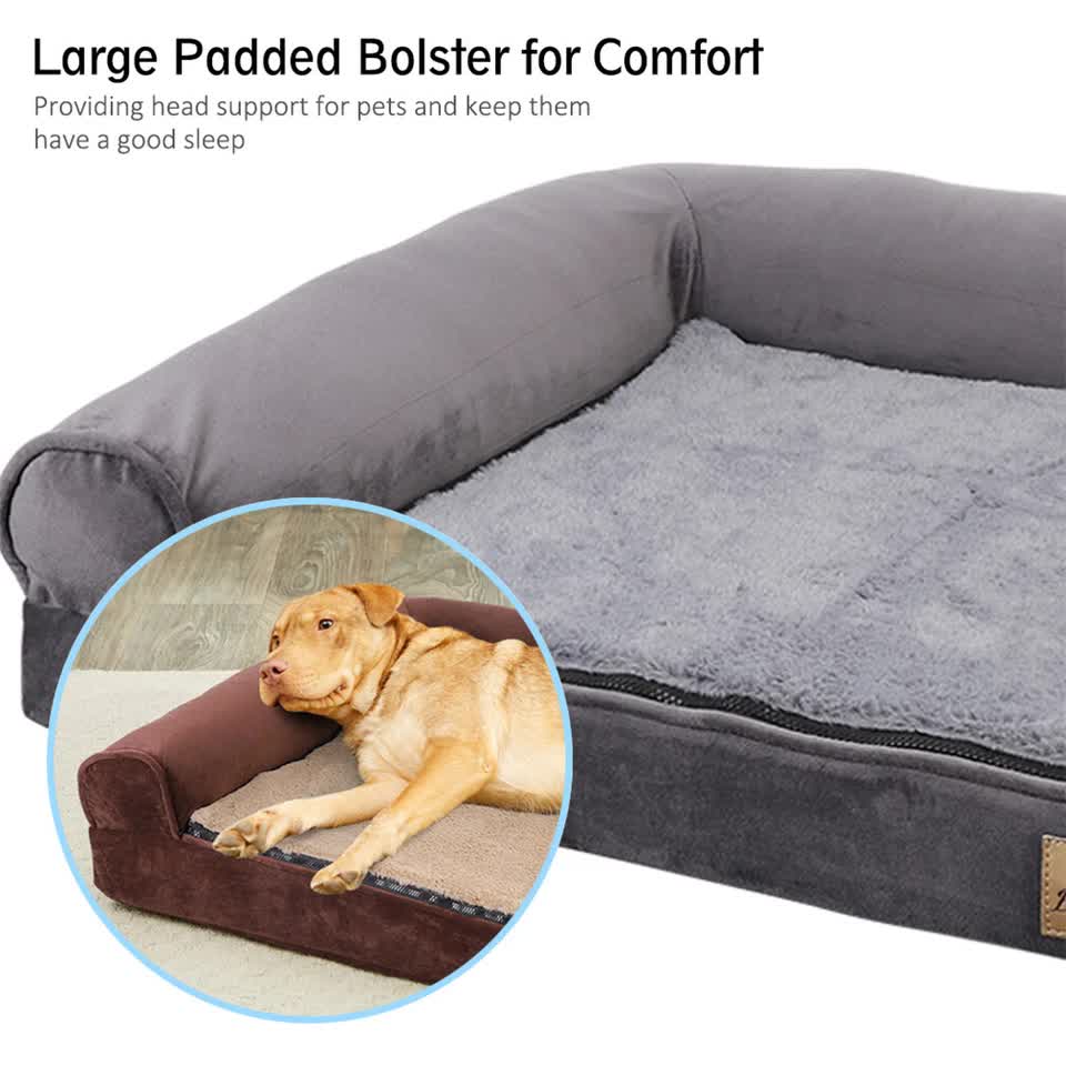 Medium Orthopedic Dog Bed with Bolster Comfort Mattress view 9