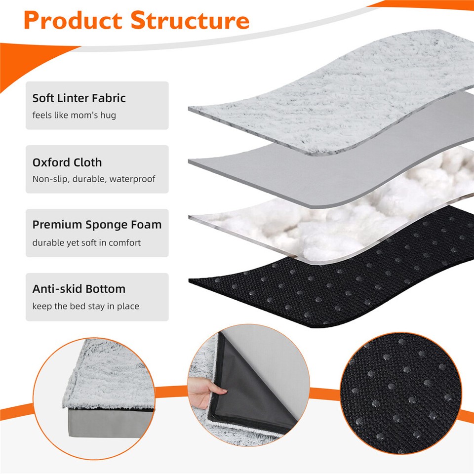 Soft Washable Dog Bed with Anti-Slip Crate Mat view 9