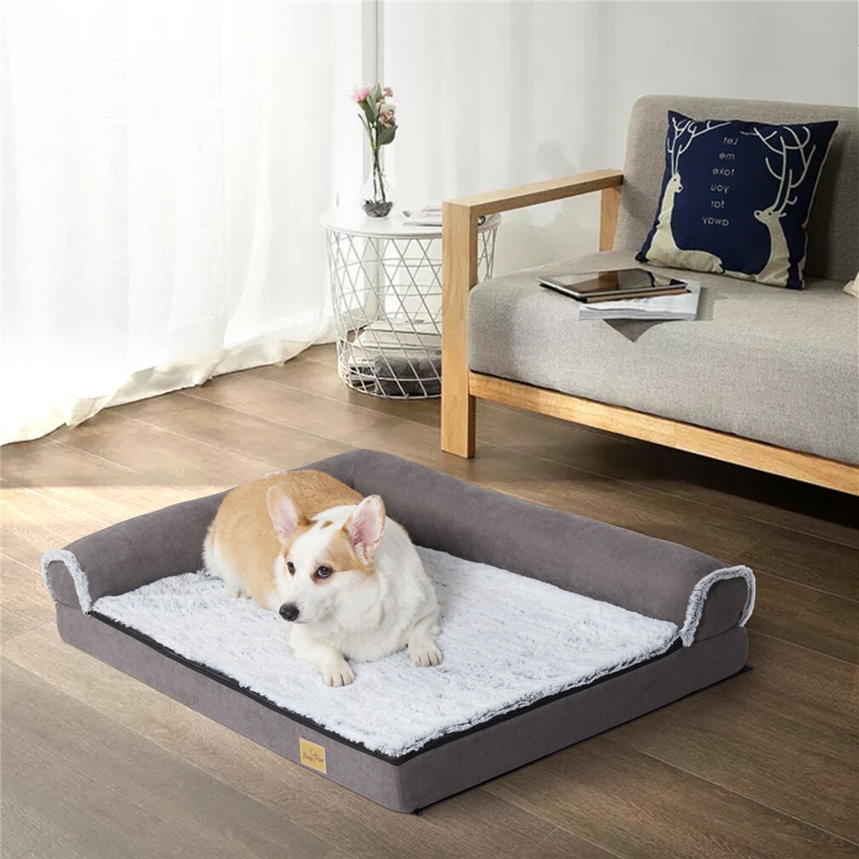 L-Shaped Dog Bed with Bolstered Cushion & Neck Care(2XL) view 9