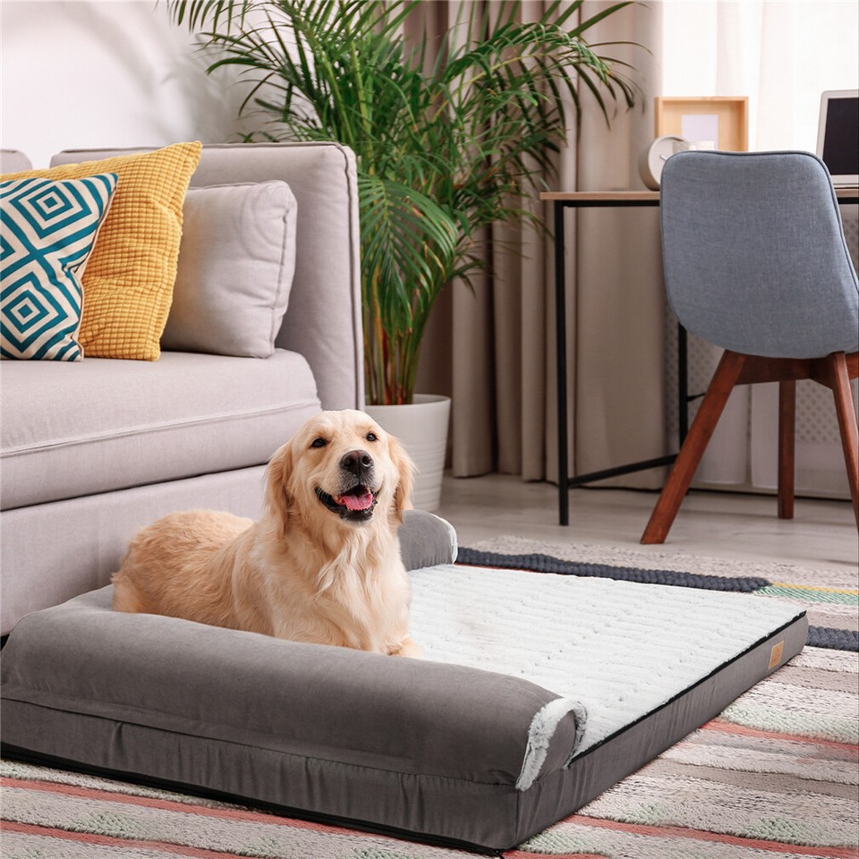 Jumbo Orthopedic Dog Bed Sofa Lounge - Raised High Bolster Pet Bed with view 7