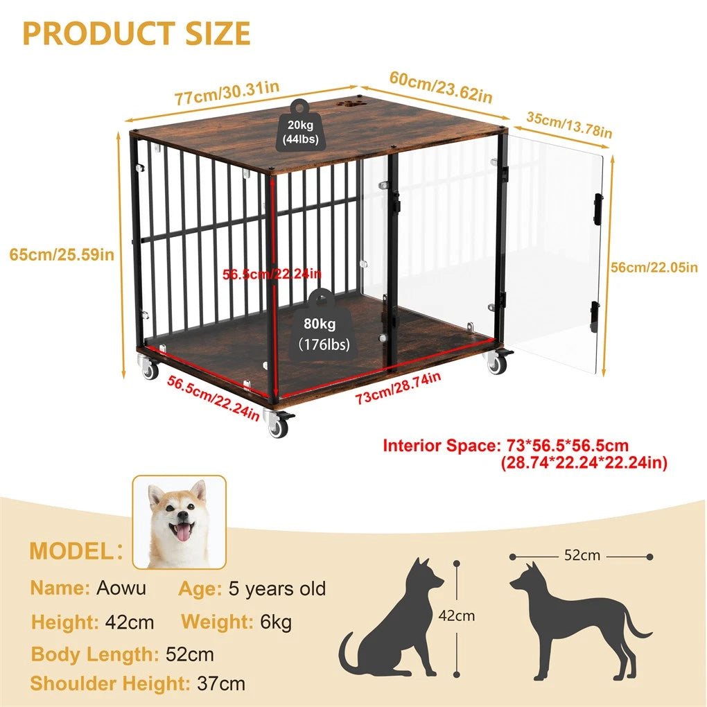 Anti-Bite Glass Indoor Dog Cage - Modern Furniture Style Dog Kennel End Table view 4