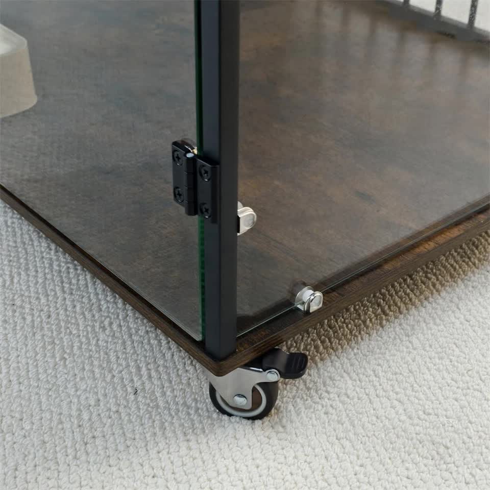 Anti-Bite Glass Indoor Dog Cage - Modern Furniture Style Dog Kennel End Table view 6