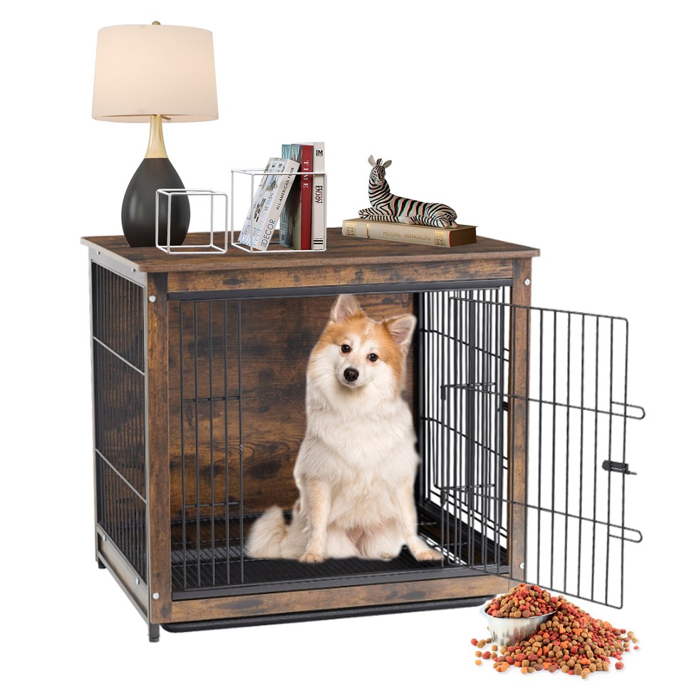 Wooden Pet Crate & Dog Cage End Table view 4