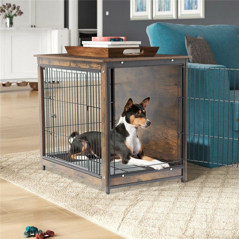 Wooden Pet Crate & Dog Cage End Table view 5