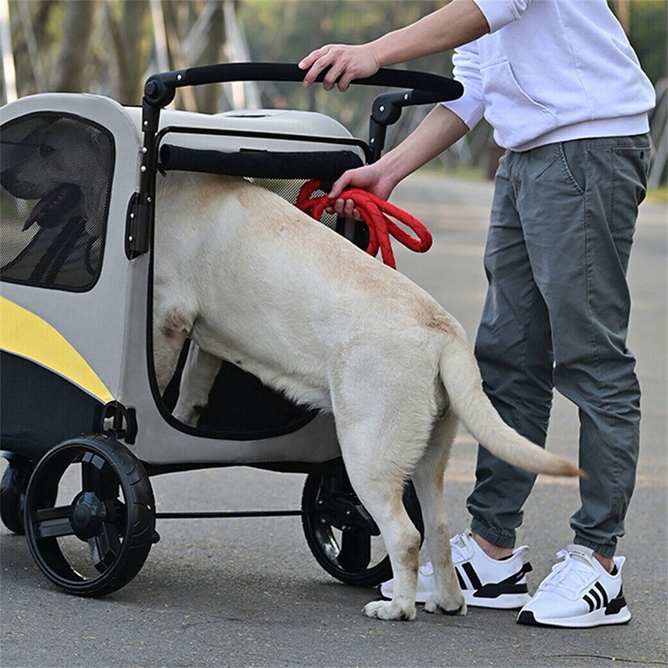 Large Dog Stroller Foldable Pet Pushchair with Doors view 4