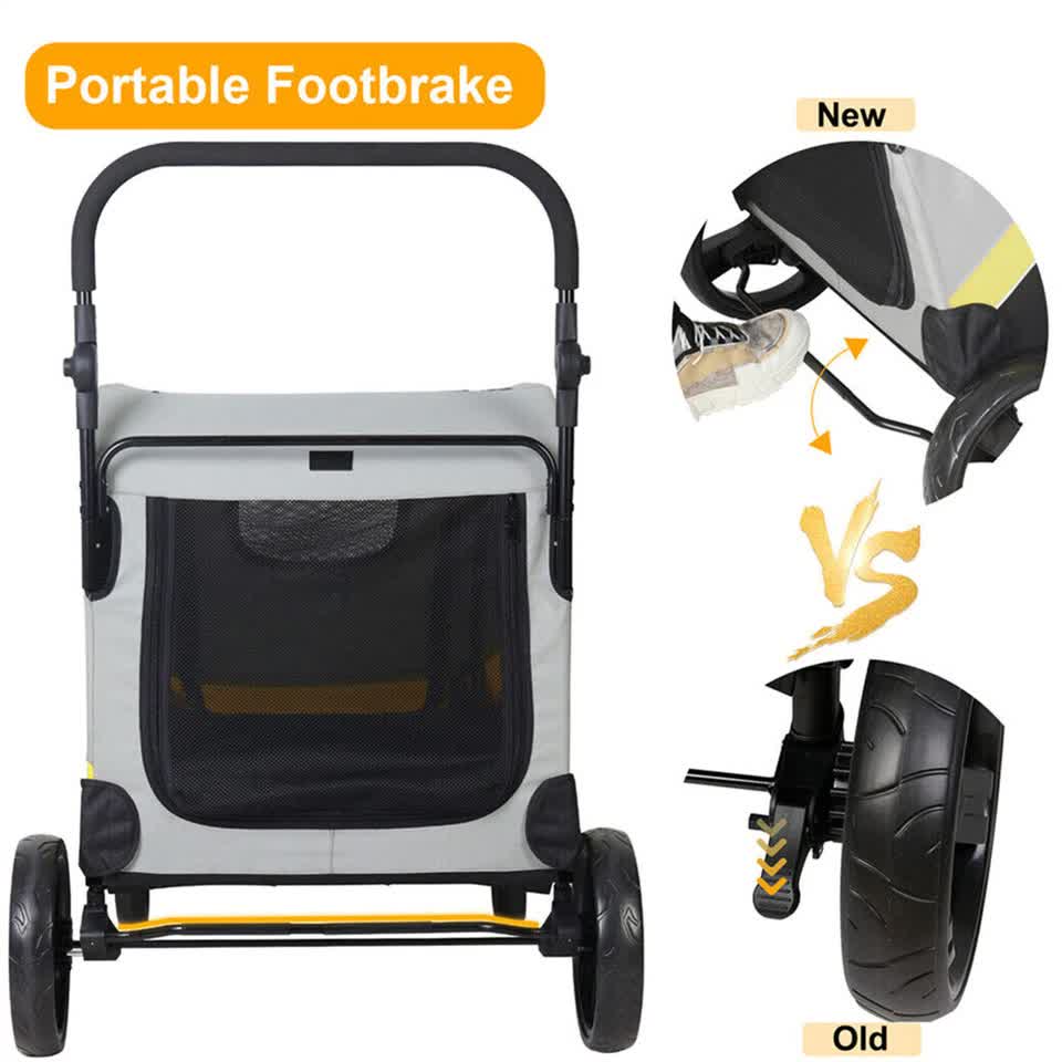 Extra Large Dog Stroller Foldable Pet Pushchair with Doors view 6