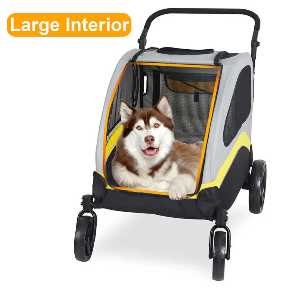 Extra Large Dog Stroller Foldable Pet Pushchair with Doors view 10