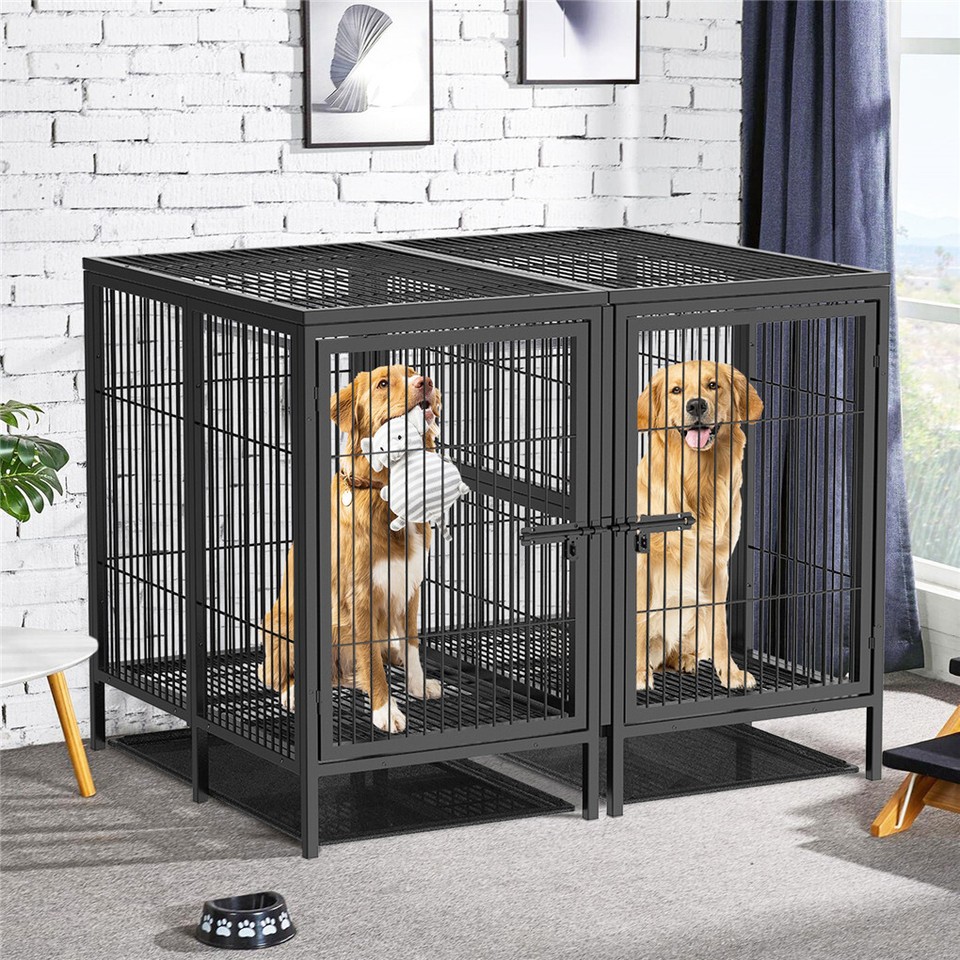 Giant Dog Cage Indoor Outdoor Super-Hard Metal Kennel Pet Playpen W Tray&Divider view 5