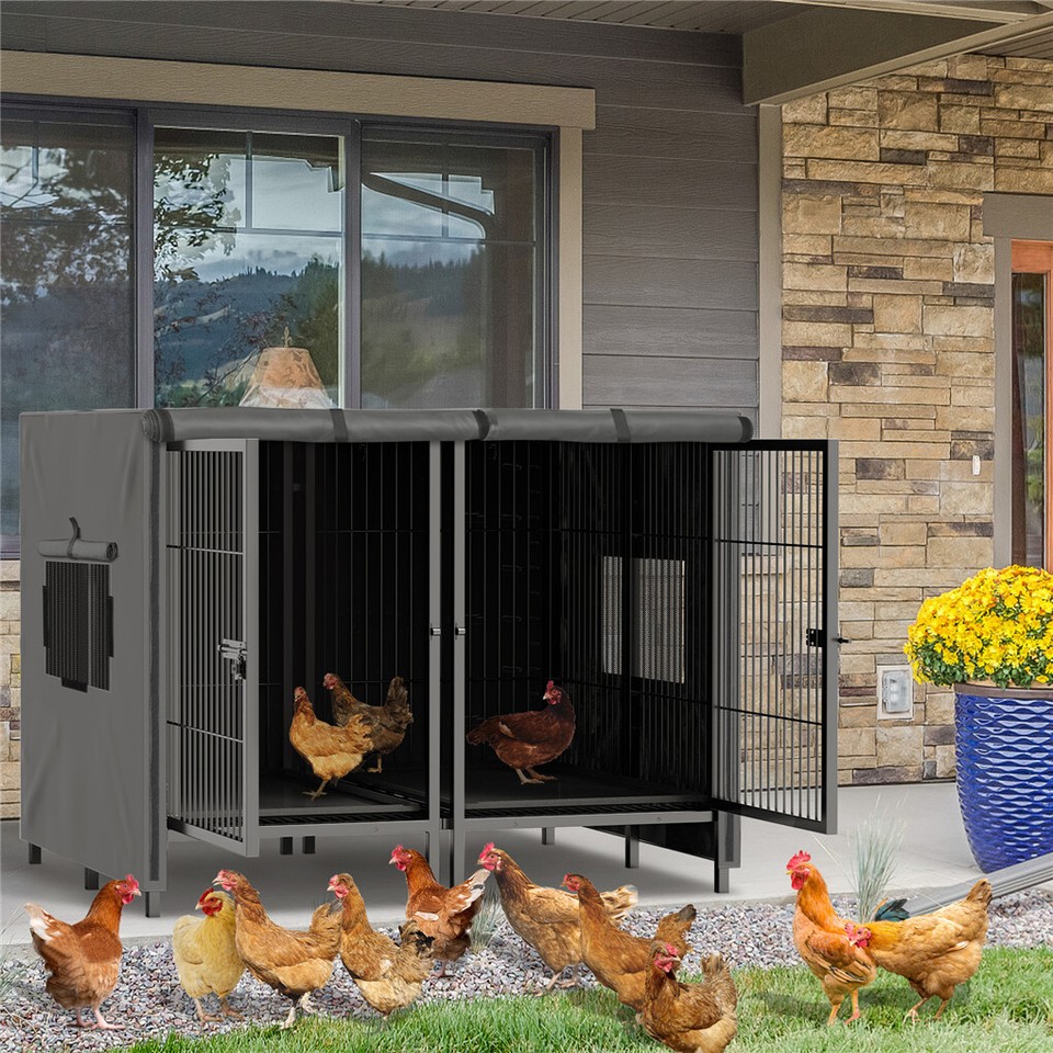 Giant Dog Cage Indoor Outdoor Super-Hard Metal Kennel Pet Playpen W Tray&Divider view 6