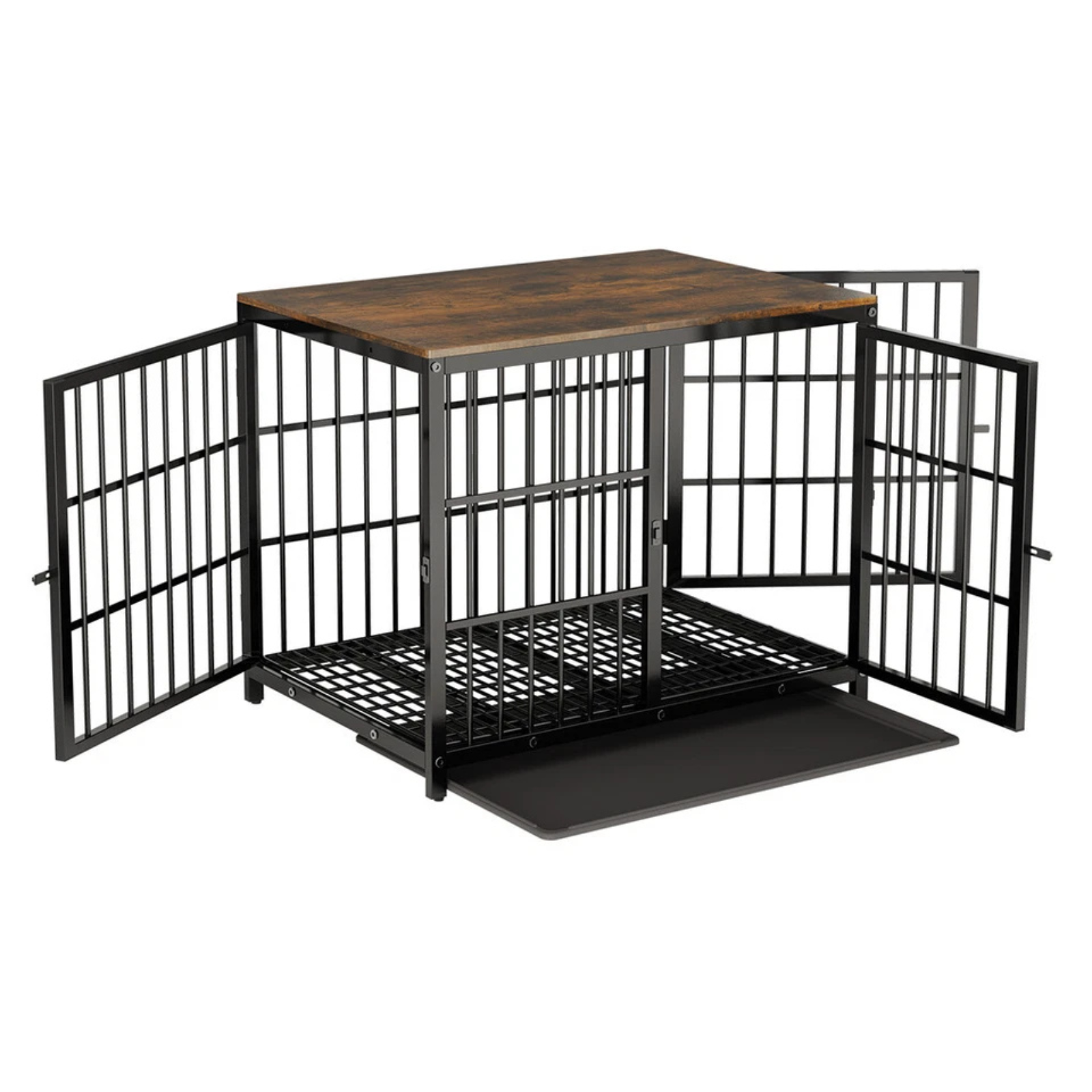 P&P Black Walnut XL Dog Crate with Wooden Furniture Style