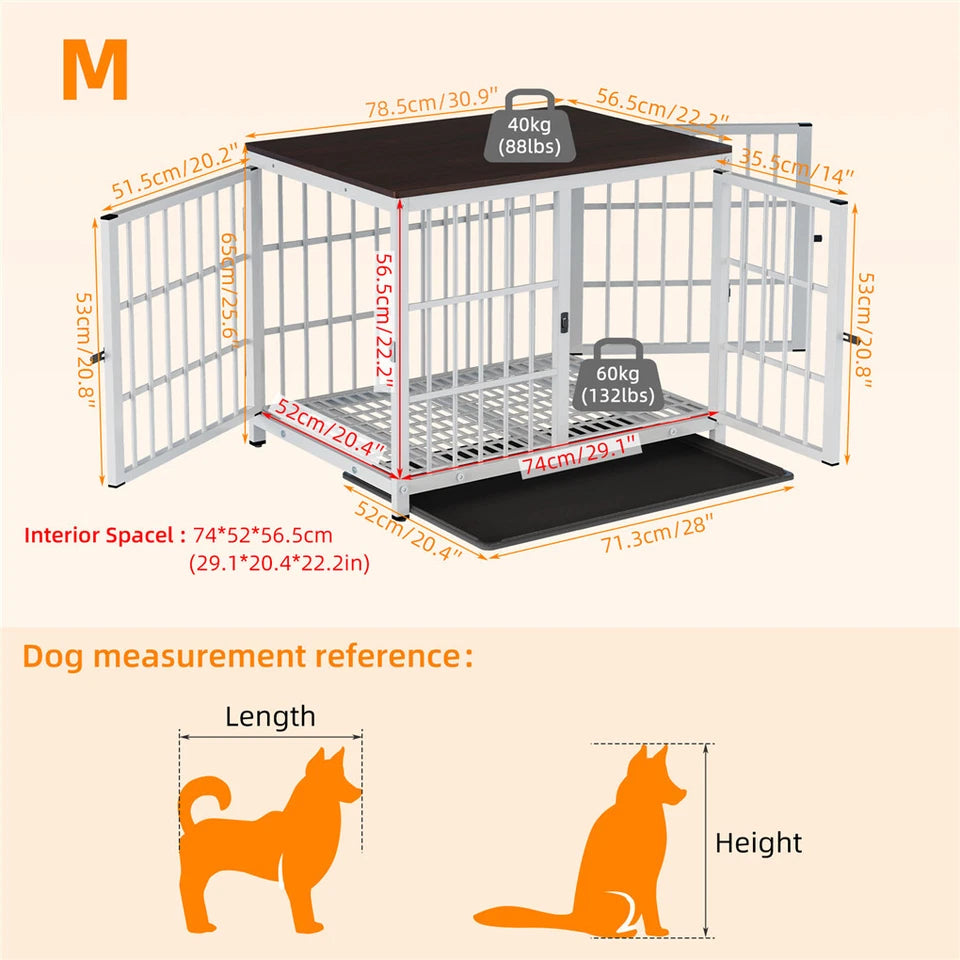 P&P White Walnut XL Dog Crate with Furniture Style Top view 2