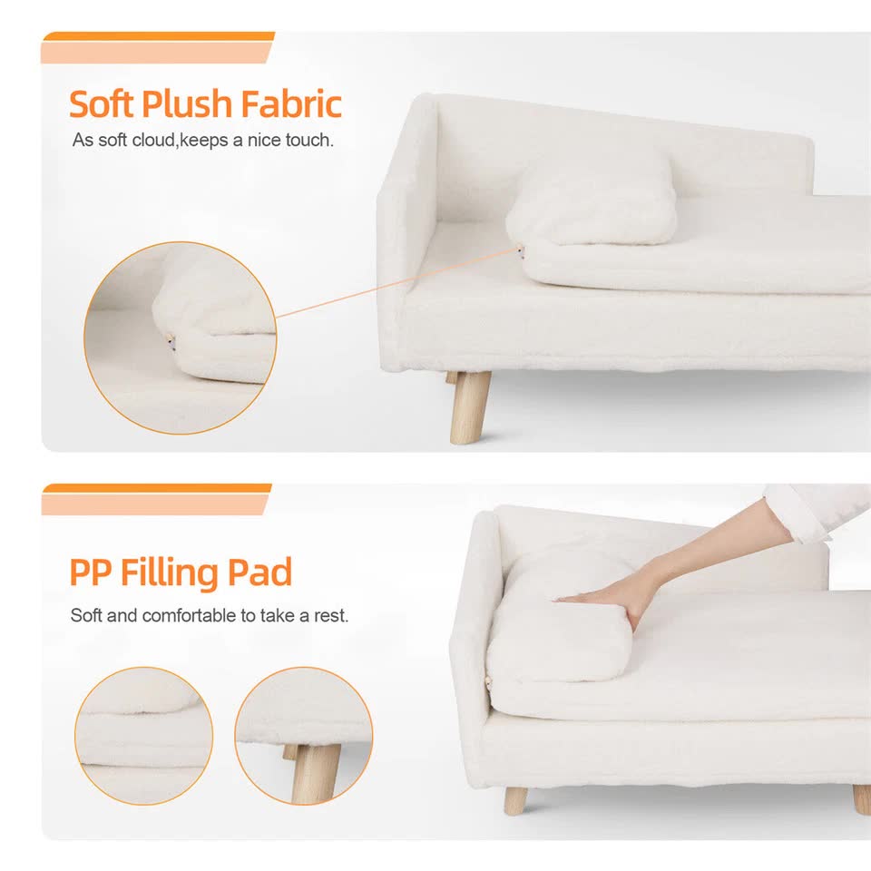 Luxurious Rectangular Pet Sofa Bed with Anti-Skid Base view 6