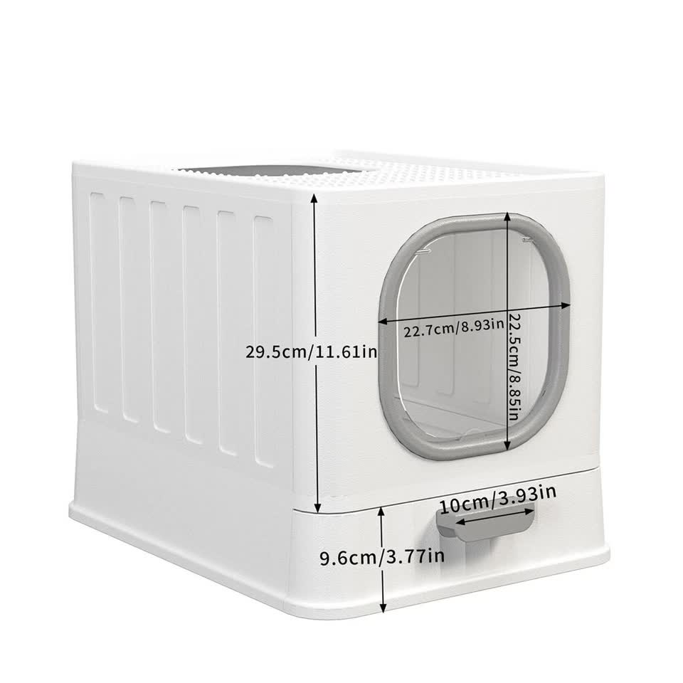 Big Top Entry Deep Tray Enclosed Kitty Cat Litter Box Easy To Clean Pull Handle view 13