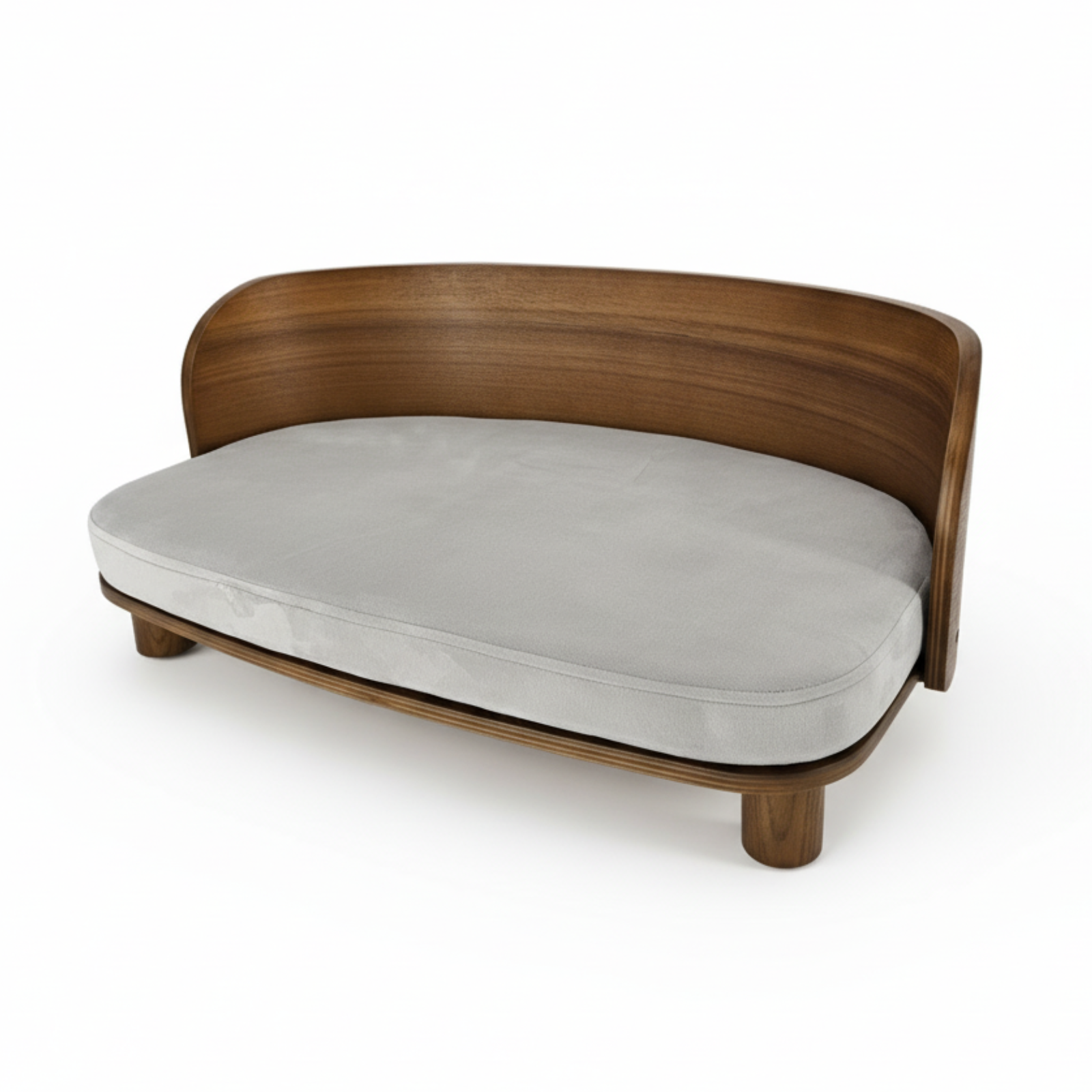 P&P Wood & Grey Small Elevated Cat Bed With Cushion