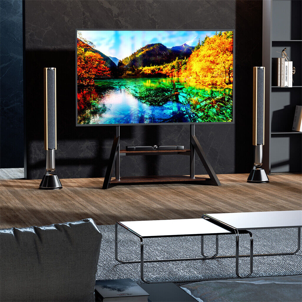 Reinforced Metal 40-100" Tv Floor Stand 2 Tier Shelf Tv Mount Adjustable Height view 2