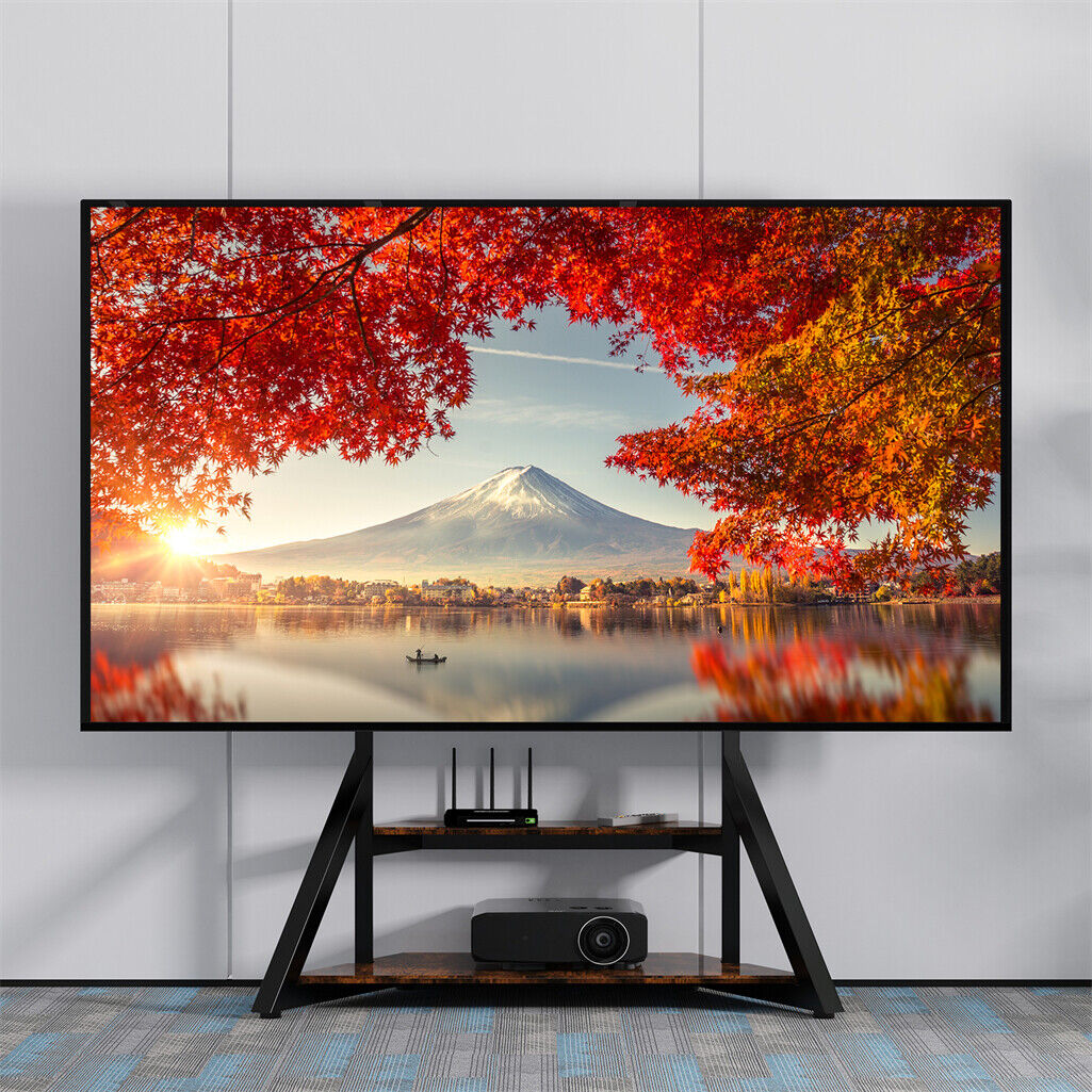 Reinforced Metal 40-100" Tv Floor Stand 2 Tier Shelf Tv Mount Adjustable Height view 4