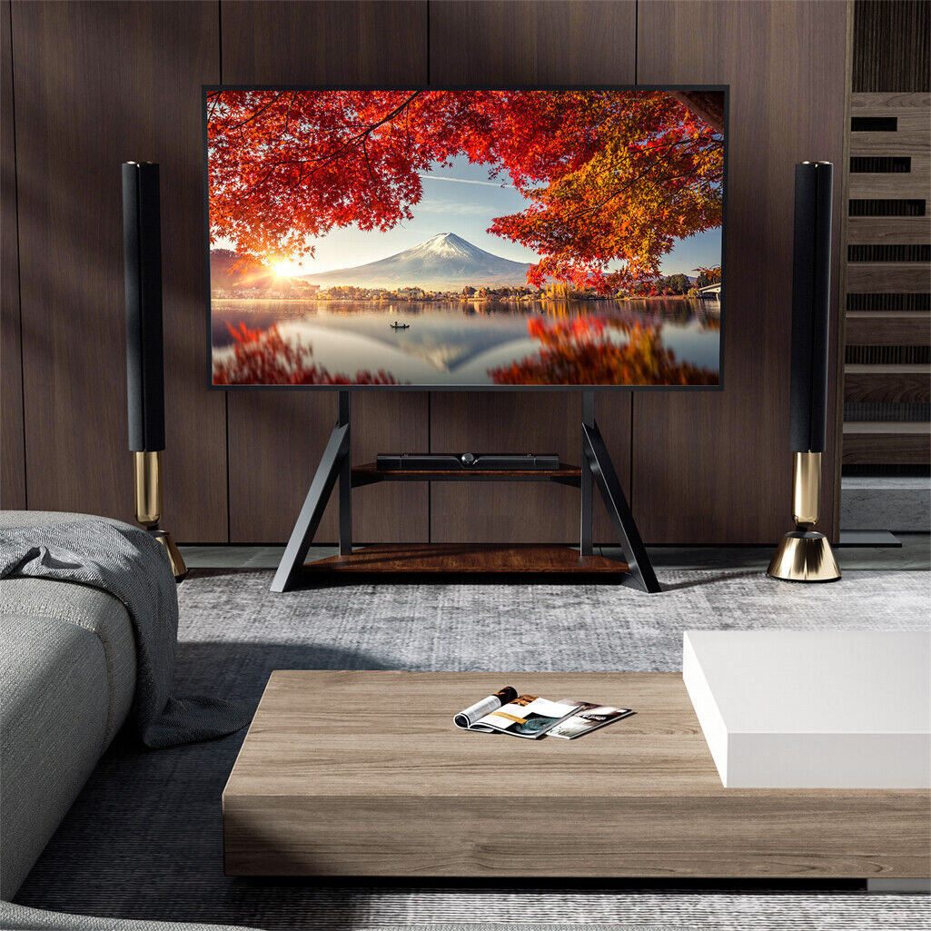 Reinforced Metal 40-100" Tv Floor Stand 2 Tier Shelf Tv Mount Adjustable Height view 5