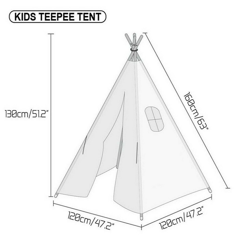 Kids Teepee Tent Black and White Stripe Children Play House for Indoor & Garden view 5