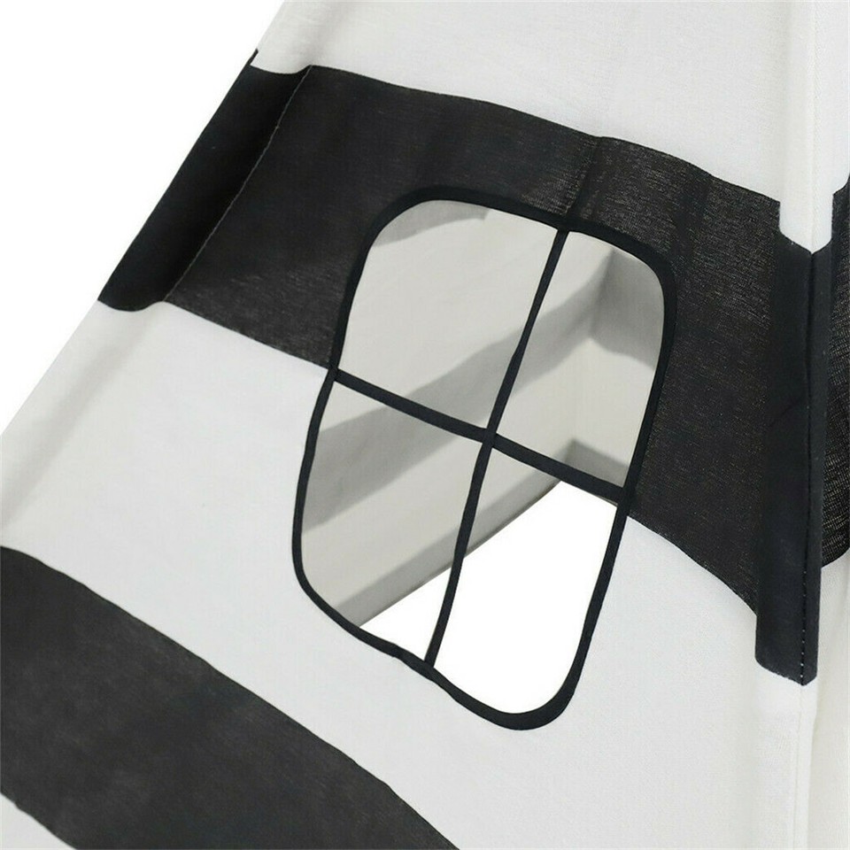 Kids Teepee Tent Black and White Stripe Children Play House for Indoor & Garden view 7