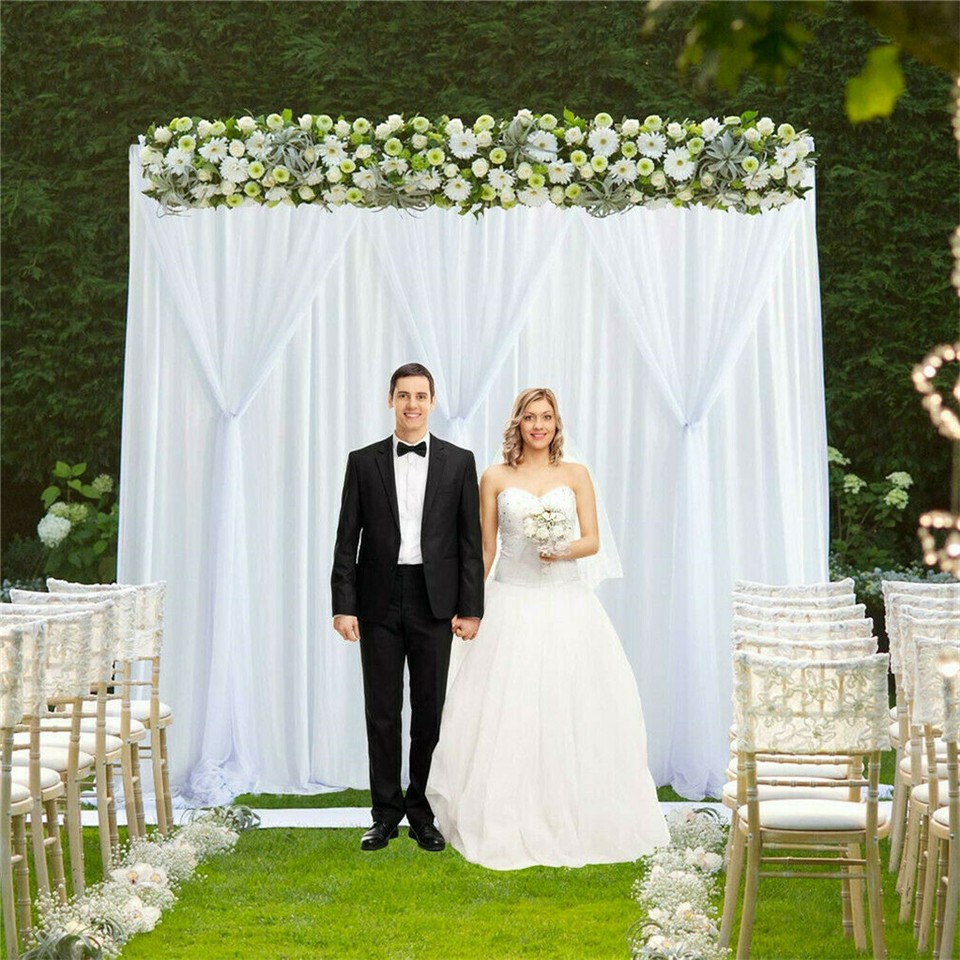 3mx6m 10ft Silk White Backdrop Drapes Curtain Wedding Ceremony Party Home view 2