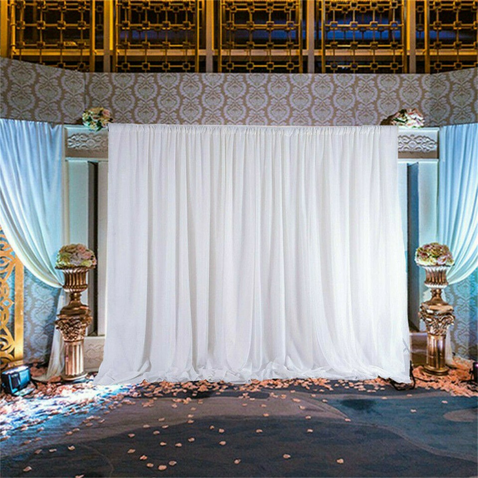 3mx6m 10ft Silk White Backdrop Drapes Curtain Wedding Ceremony Party Home view 3