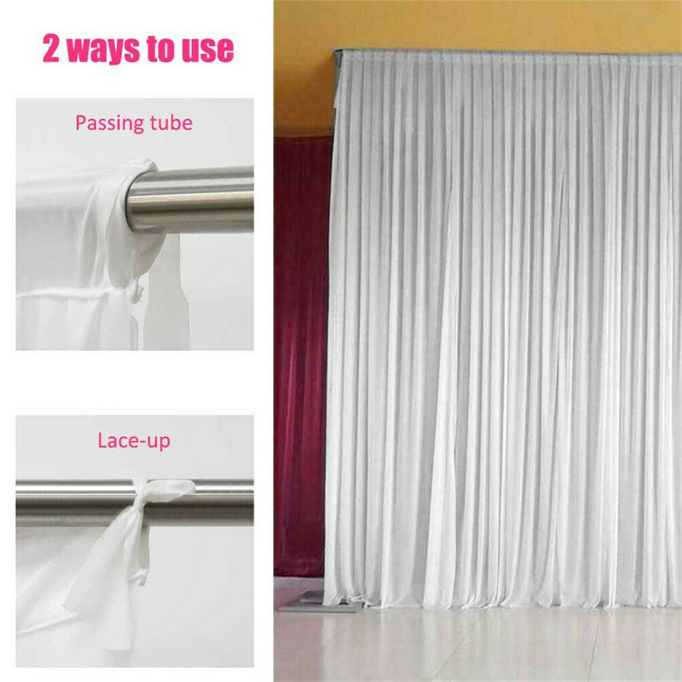3mx6m 10ft Silk White Backdrop Drapes Curtain Wedding Ceremony Party Home view 5