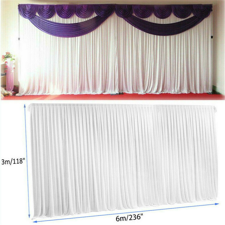 3mx6m 10ft Silk White Backdrop Drapes Curtain Wedding Ceremony Party Home view 6