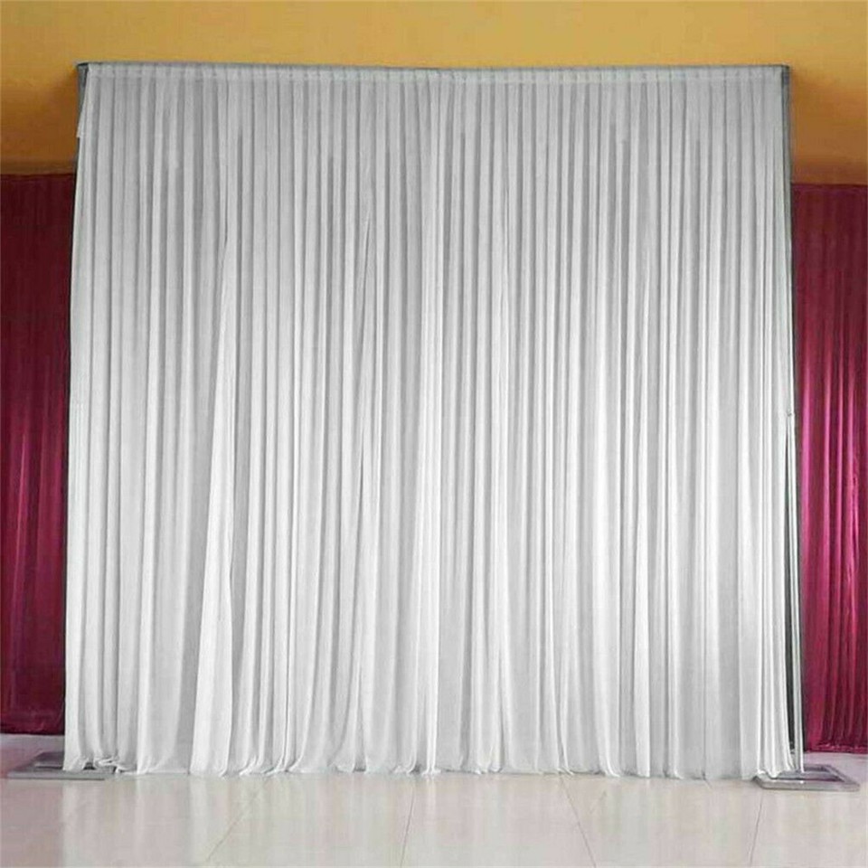 3mx6m 10ft Silk White Backdrop Drapes Curtain Wedding Ceremony Party Home view 7