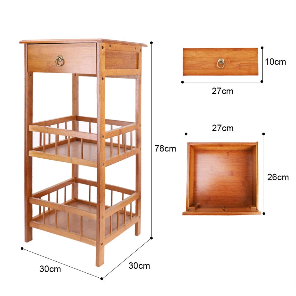 P&P Bamboo Bedside Table Nightstand Smooth Storage Side End Table with Drawers view 4