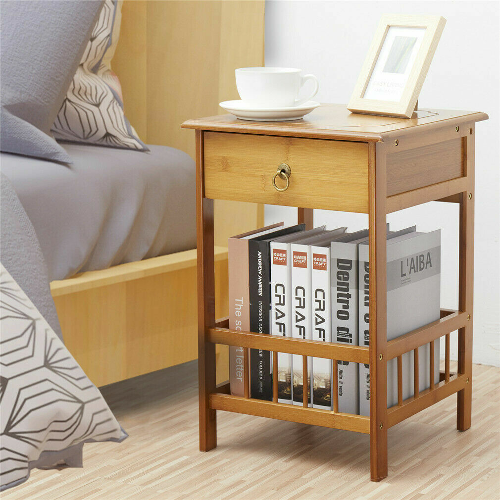 Classic Bedside Table Drawer Side Table Living Room Coffee Tea End Table view 4