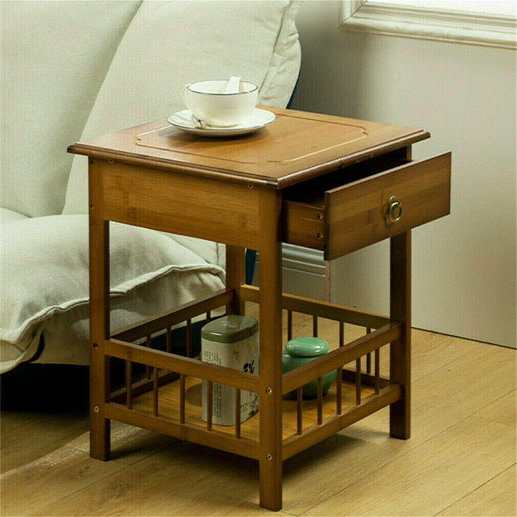 Classic Bedside Table Drawer Side Table Living Room Coffee Tea End Table view 6