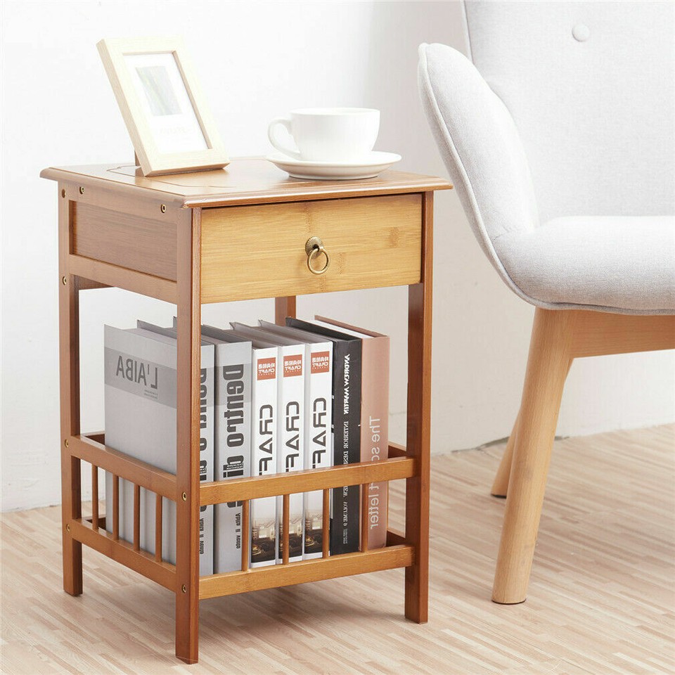 Classic Bedside Table Drawer Side Table Living Room Coffee Tea End Table view 7