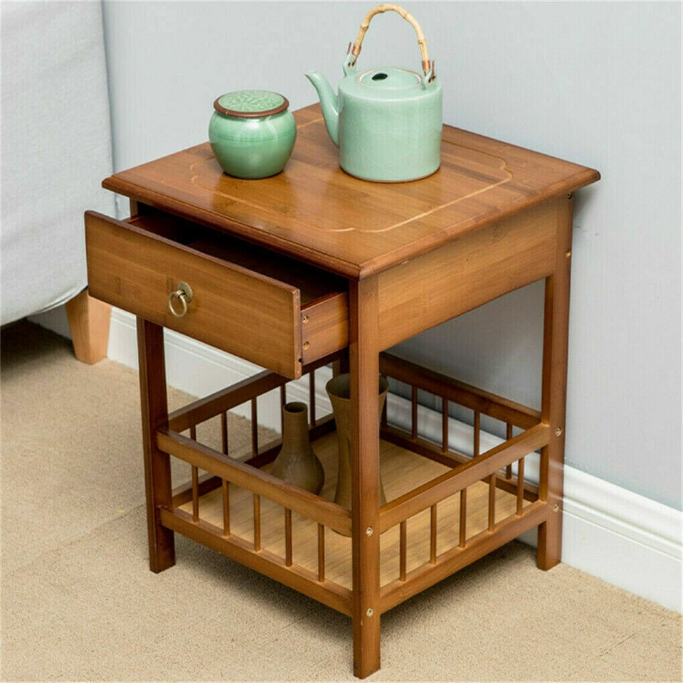 Classic Bedside Table Drawer Side Table Living Room Coffee Tea End Table view 8