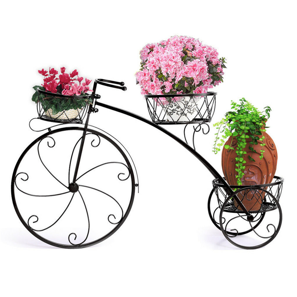 3 Tier Bicycle Style Flower Pots Indoor Outdoor Garden Shelf Rack Metal Plant view 6