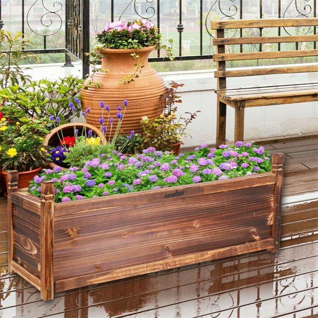 Fin Rot-Resistant Wood Modular Raised Garden Bed Outdoor Elevated Herb Planter Box view 2