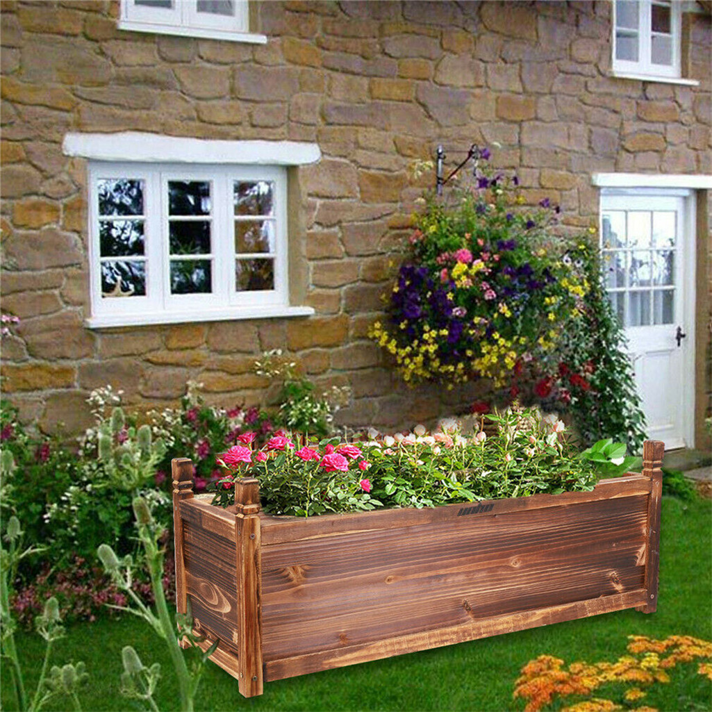 Fin Rot-Resistant Wood Modular Raised Garden Bed Outdoor Elevated Herb Planter Box view 3