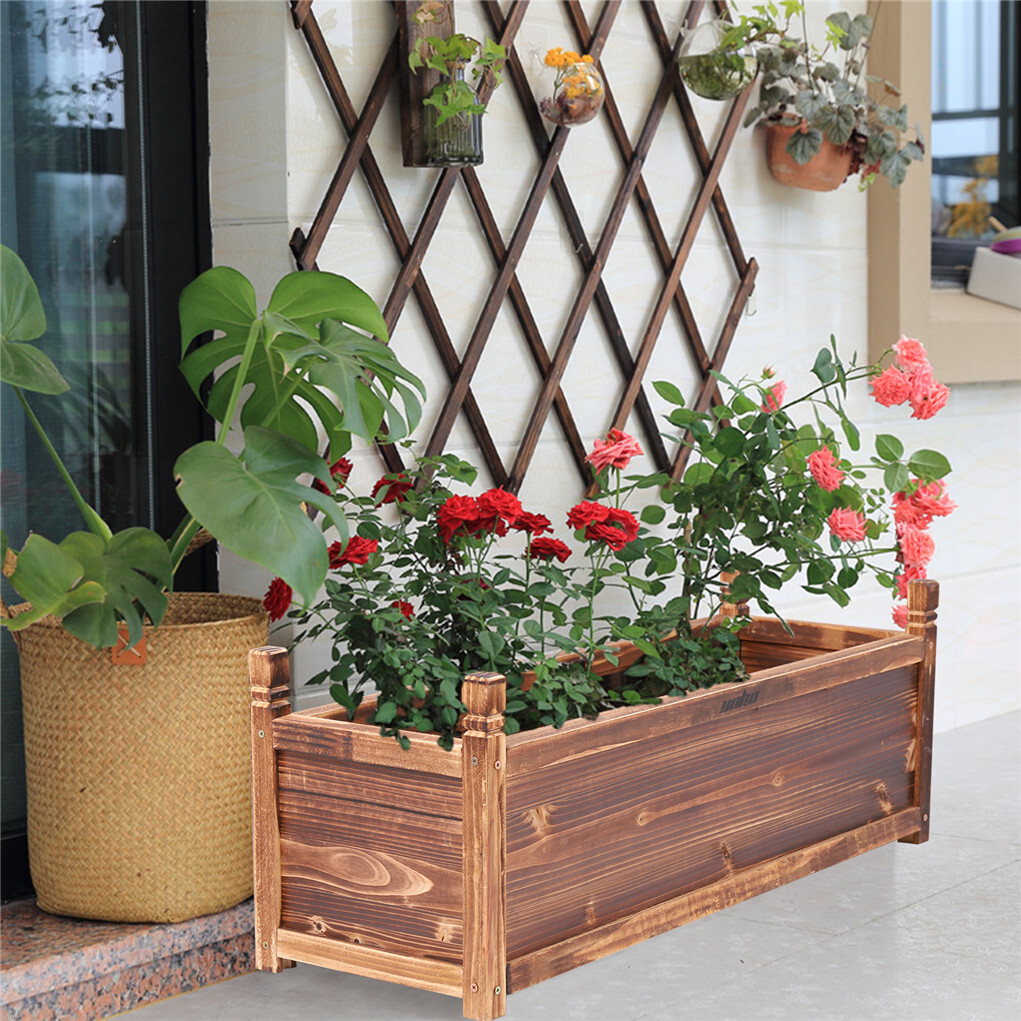 Fin Rot-Resistant Wood Modular Raised Garden Bed Outdoor Elevated Herb Planter Box view 6