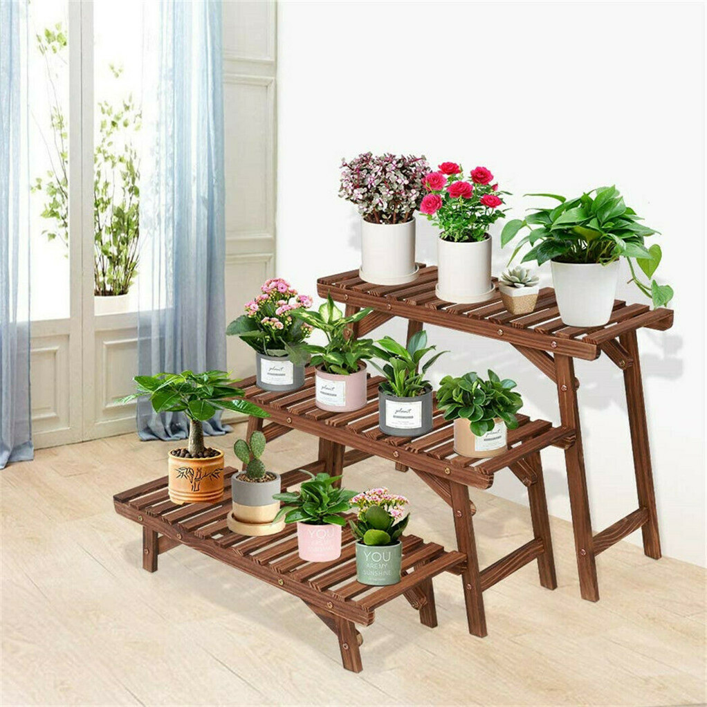 3pcs Plant Stand Flower Step Bench Rack Herb Storage Shelf Garden Indoor Outdoor view 3