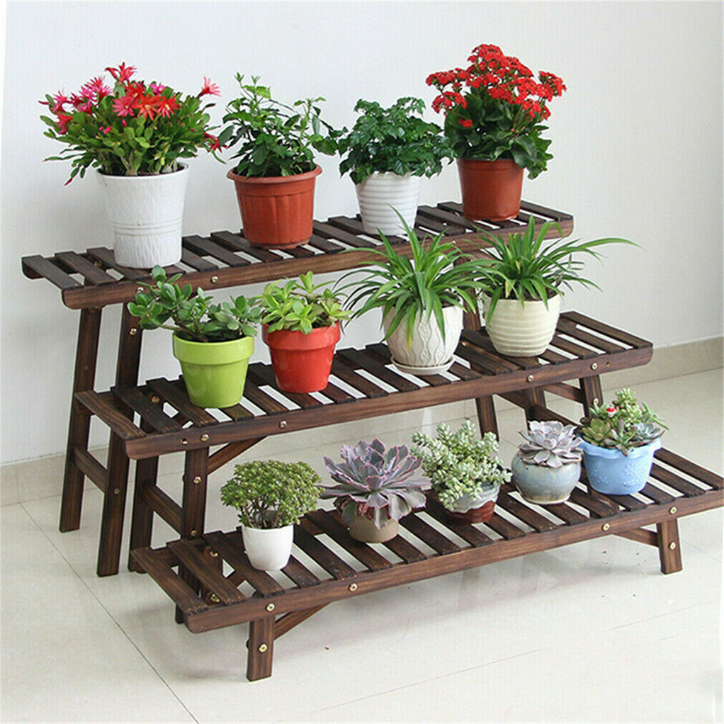 3pcs Plant Stand Flower Step Bench Rack Herb Storage Shelf Garden Indoor Outdoor view 4